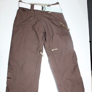 Ride Snowboarding Pants CELL 5 Series Women Size XS Embroidered Brown Waterproof